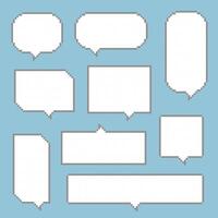collection set of retro game 8bit pixel speech bubble balloon black and white color vector