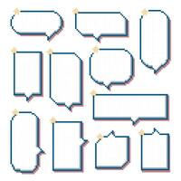 collection set of retro game 8bit pixel speech bubble balloon with star, text box banner vector