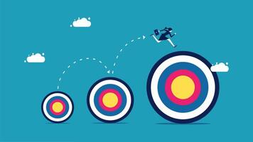 businessman jumping over the target in the middle of the target vector