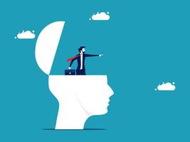 businessman in head with brain and business idea concept vector