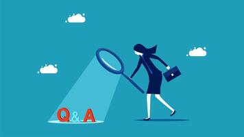 businesswoman looking for qa on the ground vector