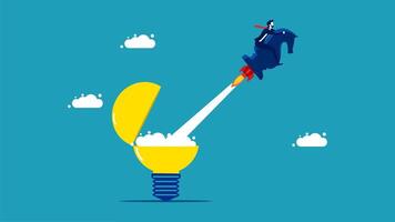 a light bulb with a rocket on top of it vector