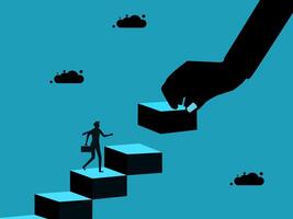 a hand is reaching up to a person on a ladder vector