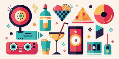 Vibrant icons displayed against a white background vector