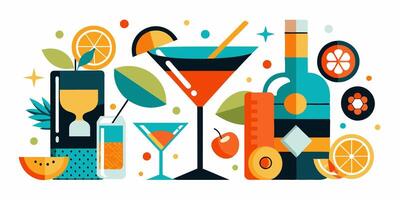 In this illustration, there are numerous variations of beverages vector