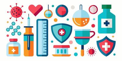 A collection of medical icons displayed on a plain white background vector