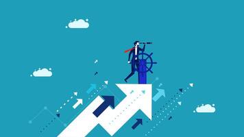 businessman on arrow with arrow pointing to the sky vector