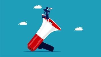 a man is standing on top of a megaphone vector