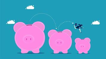 a man is standing on top of a piggy bank vector