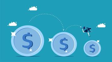a man is jumping over a stack of money vector