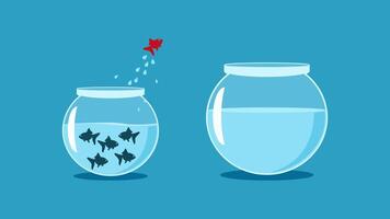 a fish is jumping out of a fish bowl vector