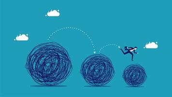 businessman running to the top of a pile of ink vector