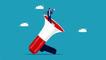 a man is standing on top of a megaphone vector