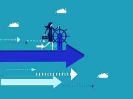 businesswoman on arrow pointing to the future vector