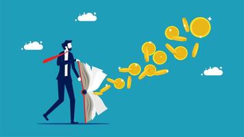 businessman with a book and a key to open a door to success vector
