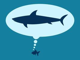 a shark and a fish are in a thought bubble vector