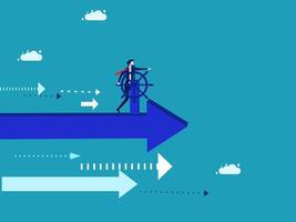 businessman standing on arrow pointing to the right direction vector