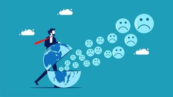 businessman running away from a world of emotions vector