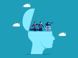 business people in the head of a man with a brain vector