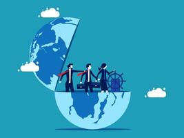 business people on the globe with a map vector