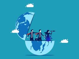 business people on the world globe with a globe vector