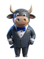 Bull in Tuxedo Suit 3d Image png