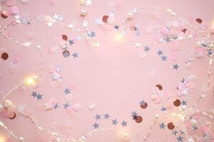 Abstract New Year and Christmas pink background with place for your text. photo