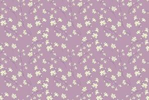 Pastel purple pattern with abstract artistic branches with tiny flowers, small buds. Gentle wild florals stems seamless print on a light violet background. hand drawing sketch. Simple ornament vector