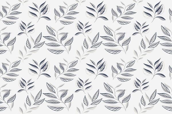 Pastel grey pattern with tropical floral stems. Creative abstract shape branches leaves seamless print on a light background. hand drawing sketch. Design for fashion, fabric and textiles, cover