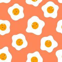 Simple seamless pattern with cute fried eggs. graphics. vector