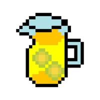 Lemonade juice with lemon in pixel art style vector