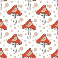 Autumn seamless pattern with fly agaric and foliage vector