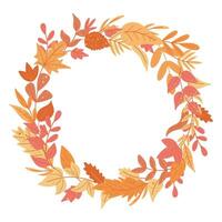 Autumn foliage wreath with copy space vector