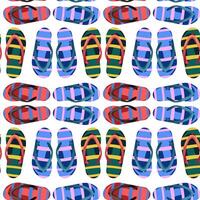 Seamless pattern with flip flops. Colored slippers with different ornaments on white background. Beach sandals. flat illustration vector