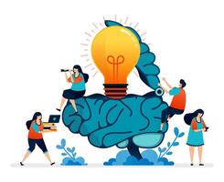 illustration of artificial intelligence helps get ideas for solving light blub problems vector