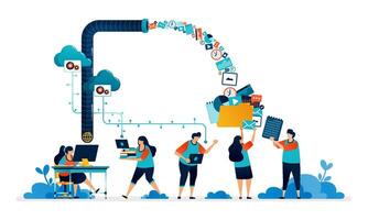 illustration of access and collect user data. manage user experience activity vector