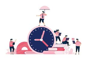 Illustration of time management in education and learning. Can be used for websites, web, landing pages, apps vector