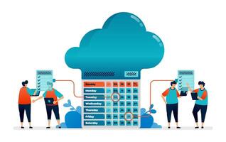 illustration of storage and completion of scheduling on the January working calendar vector
