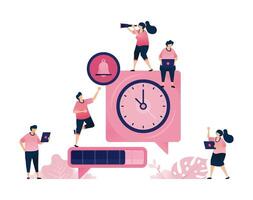 Illustration of comments and feedback on time management in corporate progress. Can be used for banking and financial sector, ads, promotion vector