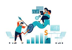 Workspace illustration of ensure companies financial and investment targets achieved with profits. Can be used for landing pages, websites, mobile apps, posters, flyers vector