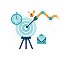 Business illustration of targeted and achievable tasks in company that in time for promotion. Can be used for landing pages, websites, mobile apps, posters, flyers vector