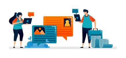 Business illustration of comments and feedback on reviewing corporate work and document reports. Can be used for seamless office template, homepage, landing page, proster ads vector