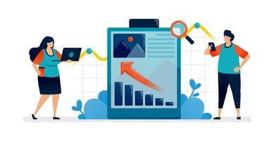 Business illustration of clipboard of performance reports, bar charts of sales increase achievements. Can be used for seamless office template, homepage, landing page, proster ads vector