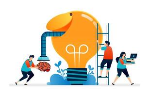 illustration of include artificial intelligence in light blub to getting ideas and inspiration vector
