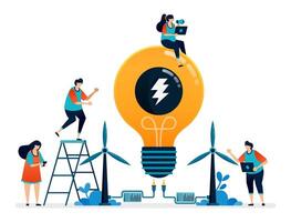 illustration of ideas for environmentally friendly alternative energy for inspiration in handling climate change vector