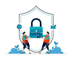 illustration of solve digital security problems with the best cooperation and handling vector