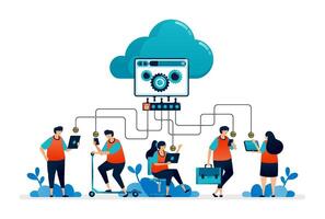 illustration of digital community and data security. secure privacy with password vector