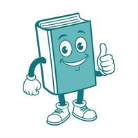 Cheerful book character with thumbs up, cartoon style. Bright colors, suitable for educational resources and web design vector