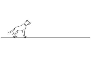continuous line drawing cute dog, Continuous one line drawing of a dog. Dog one line drawing minimalist style vector