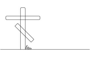 Jesus Christ cross in one continuous line drawing, Christian cross. Hand drawn Christian Cross. Abstract linear Christian Cross, Jesus Christ continuous one line drawing, vector